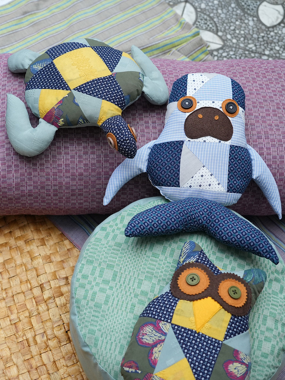 Kuwago Patchwork Owl in Olive Green
