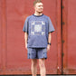 Araw Boxy Patchwork Shirt in Midnight Blue